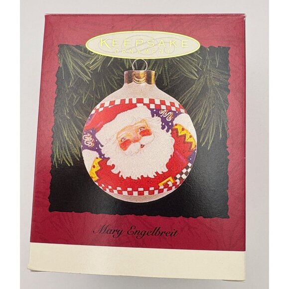 Mary Engelbreit Hallmark Keepsake Happy Santa Christmas Ornament Ball 1995 - Picture 5 of 8